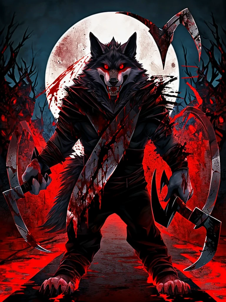 Evil Little red rding hood kild wolf  horror nightmear 