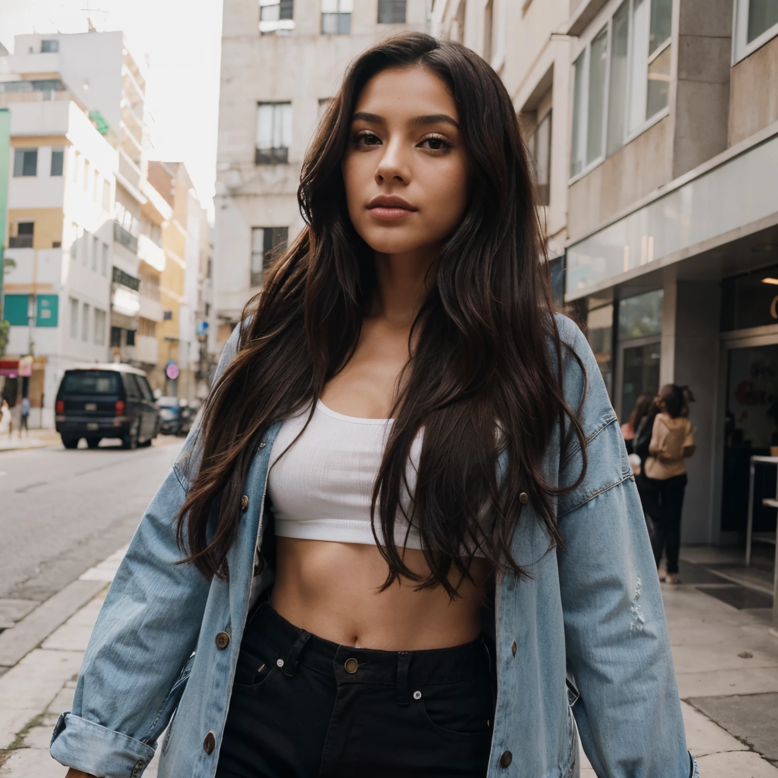 Mulher de cabelo comprido aesthetic ,com maquiagem baddie girl ,mulher negra