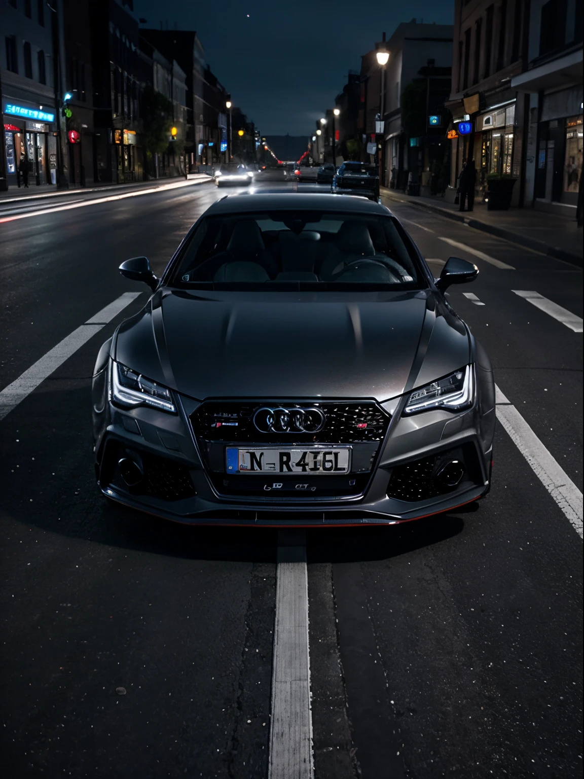 image of an audi rs7, night, city, realistic