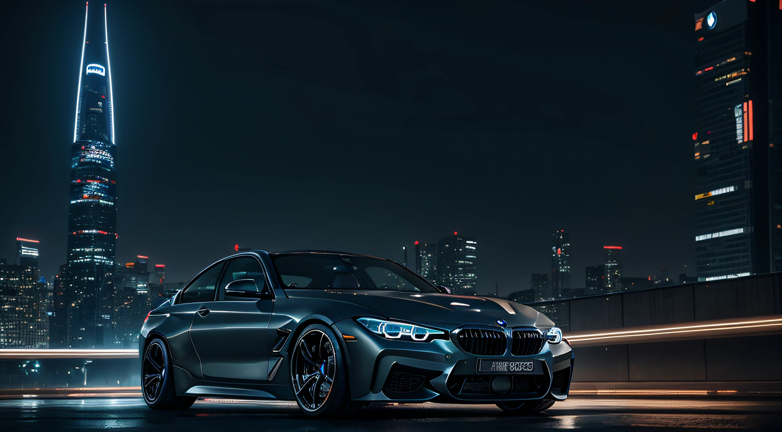 bmw cyberpunk cidade noite ultra detalhado hdr 8k