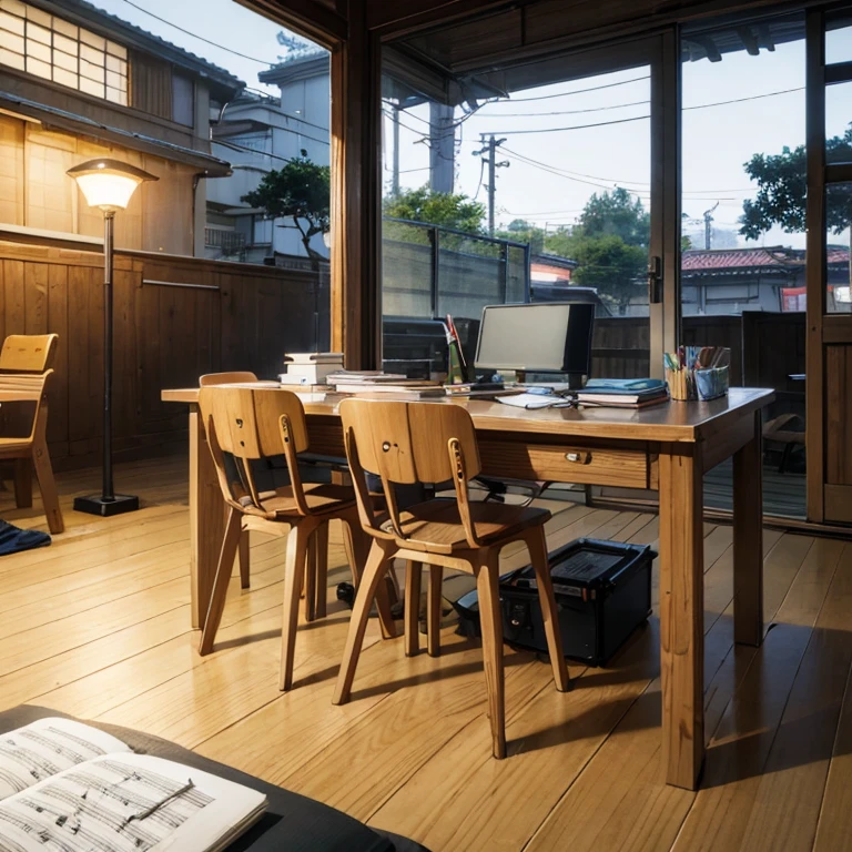 ((lo fi music for study: 1.3) +(japanese aesthetic: 1.1))e(auto-estudo:0.9),Minimalista, Ambiente, cores silenciadas,peaceful, Relaxed, aconchegante,calmo,ritmo lento,conducive for concentration,reconfortante, night time, livro aberto, coffee cup, desk lamp, light rain outside,estudante, fones de ouvido ,leitura, produtivo,Nanakusa Nazuna