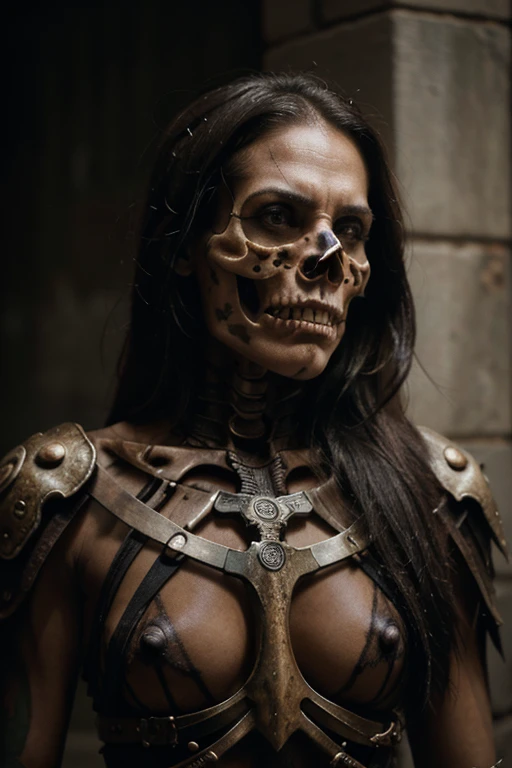 “”skeleton warrior” by Steve McCurry, 35mm, F/2.8, insanely detailed and intricate, character, hypermaximalist, brutal, ornate, beautiful, dreadful, gothic, revealing, disappealing, repulsive, hateful, hyper-realistic, super detailed, popular on Flickr”