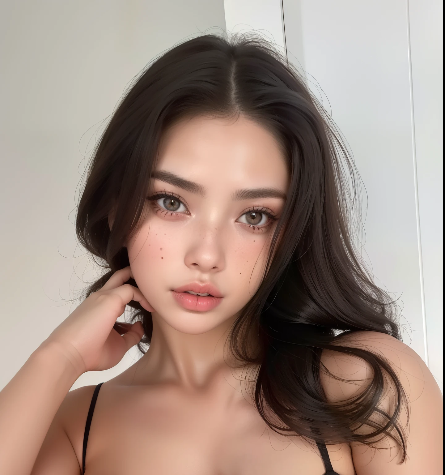 Mujer araffada con pecas y sujetador negro., Retrato Sophie Mudd, Anastasia Ovchinnikova, Anna Nikolanova aka Newmilky, hermosa poarch, Dasha Taran, Modelo de Instagram, angelina stroganova, Viktoria Gavrilenko, Estilo de Julia Razumova, Julia Gorokhova, Cara perfecta ), Ekaterina