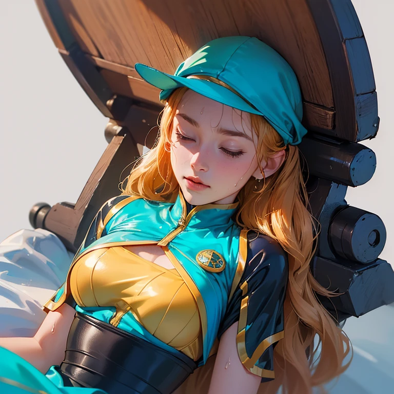 ((Photorealistic:1.6, UHD, masterpiece, high resolution)), (correct and good human anatomy:1.1)), nami \(one piece\), kunoichi outfit, mini dress, perfect face, (wet,sweat), fullbody:1.4, ((lying down:1.4, on your back:1.6, sleeping))