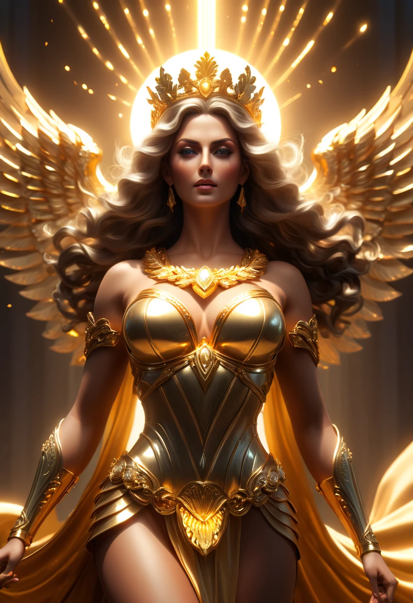 Una impresionante Diosa de la Justicia con escamas doradas., radiating ethereal light and majestic majesty, renderizado con impresionantes detalles en 8k.