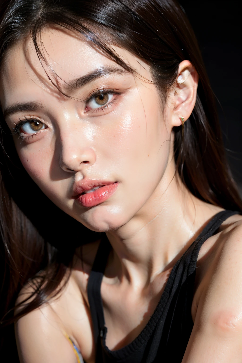 (Fashion Photography), (bust), 1 Female, Natural skin texture, Realistic eye and face details, Detailed face, Cinema Lighting, it's snowing, (8K, RAW Photos, Professional, Highest quality, masterpiece:1.2), (Realistic, photoRealistic:1.3), Soft Light