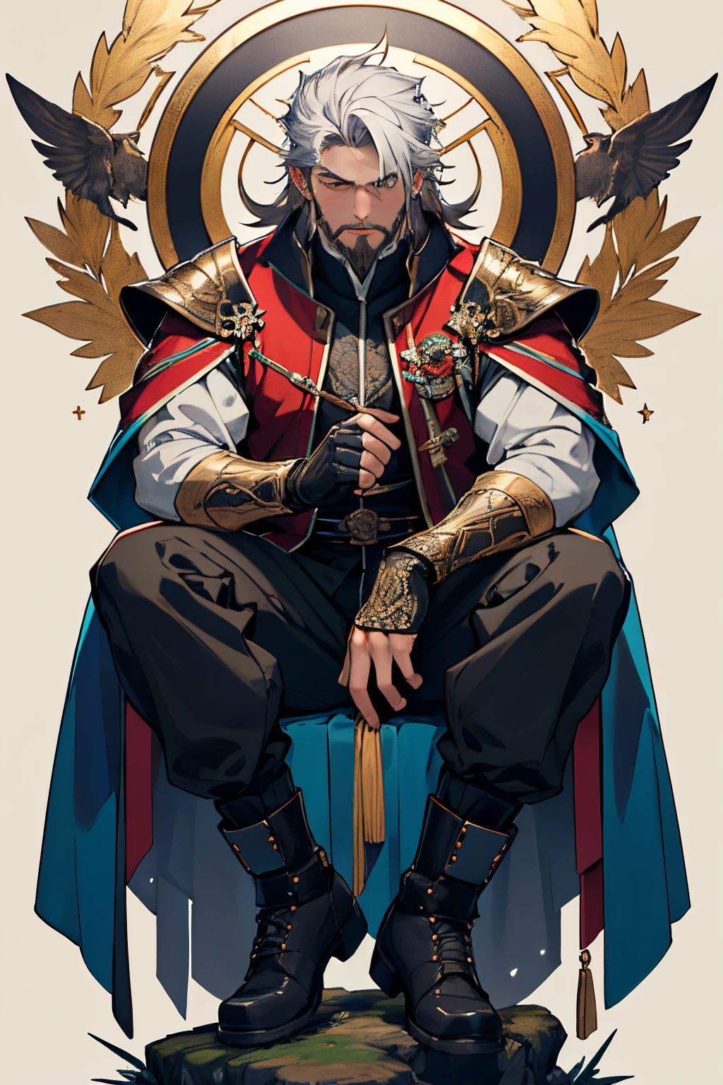 Cabelo Prateado e Desalinhado: Dohko&#39;s silver hair is disheveled, giving you a wilder appearance.

Barba Longa e Desgrenhada: His beard is long and scraggly, refletindo sua natureza desapegada e distante.

deep, serious eyes: Dohko&#39;s eyes are deep and serious, revealing a vast experience and wisdom accumulated over the years.

Expression Marks and Wrinkles: Expression marks and wrinkles testify to the countless battles and challenges faced by Dohko.

Sobrancelhas Espessas e Acentuadas: Sobrancelhas espessas adicionam intensidade ao seu olhar, highlighting your determination.

Relaxed and relaxed posture: Dohko&#39;s posture is often relaxed and relaxed, contrastando com sua habilidade excepcional em combate.

Corpo Magro e Elegante: Apesar de sua magreza, Dohko has surprising elegance and agility.

Veste a Armadura de Ouro de Libra: The imposing Libra Armor is characterized by its intricate design and the balance, symbolizing balance.

Manto Real Decorado: Um manto real, decorado com emblemas de Libra, adds a hint of majesty to your presence.

Luvas Adornadas e Protetoras: Detailed, protective gloves highlight your combat readiness.

Botas Resistentes e Funcionais: Sturdy pants and boots are practical for facing the challenges faced by the Golden Knights.

Tranquil and Contemplative Expression: Dohko maintains a calm and contemplative expression, demonstrating its connection with spiritual and philosophical aspects.

Colar Sagrado: Um colar sagrado, often representing their loyalty and devotion to the Knights&#39; missions.

Cicatrizes de Batalha: Strategically placed scars bear witness to the many battles he fought for justice.

meditation posture: In some depictions, Dohko is shown in meditation postures, indicating your inner search and spiritual balance.