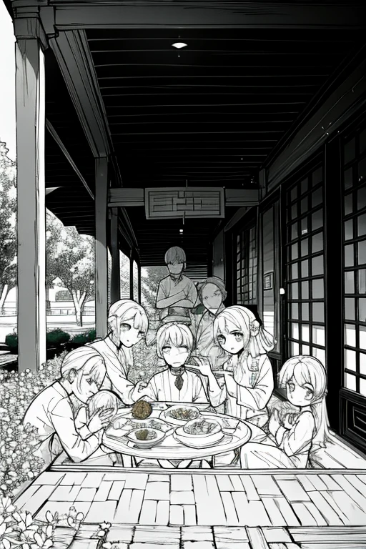 Family gathering under the patio,China-style