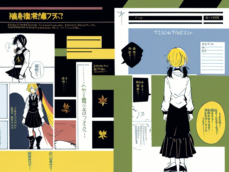 1girl in, ((Character information)、(Chara Leaf)、Type sheet, Character Sheets, Three types,Shot Full Body,Game Character Design,Colorful, Bright, hairlong, pony tail