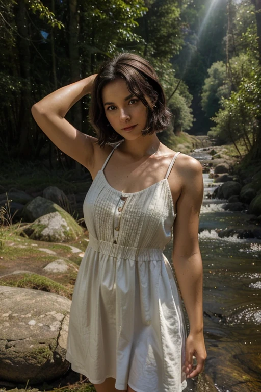 (Best quality, 8k, 32k, Masterpiece, UHD:1.2), "Produce a captivating art piece featuring a girl with a stylish bob haircut, illuminated by dramatic and cinematic lighting that accentuates the contours of her face and hair. Create an atmosphere that exudes intrigue and depth, with shadows and highlights playing a central role in defining the scene. The lighting should emphasize the girl's features and add an extra layer of drama to the composition, making it visually striking and evoking a sense of mystery and allure."