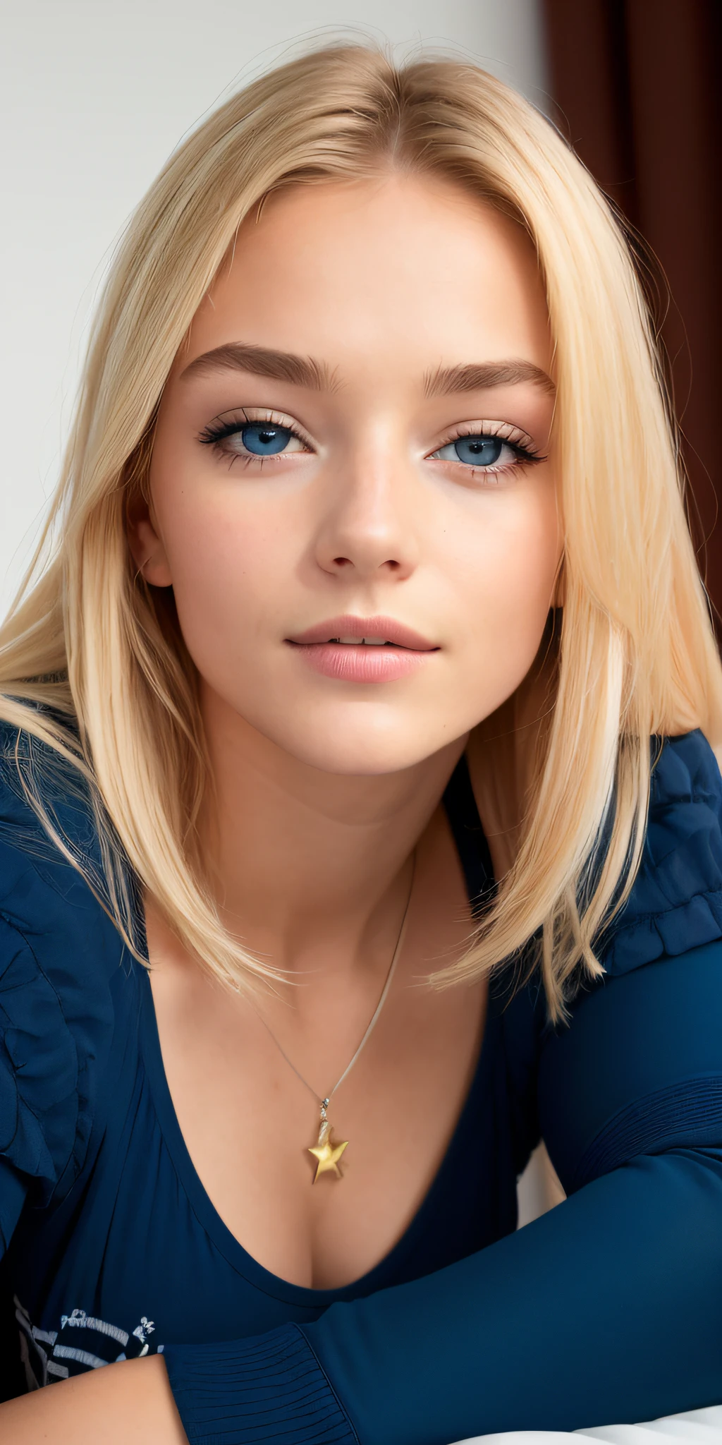 Photo of a 20-year-old European girl, .RAW, gorgeous woman, (extra langes, gewelltes blondes Haar), ((portrait)), ((detailliertes Gesicht:1.2)), ((Detaillierte Gesichtsbehandlung, strangely detailed skin), blasse Haut, , in ein Laken eingewickelt, Schlafzimmer-Umgebung, auf dem Bett sitzen, (kalte farbe), feucht, feucht, Reflector or one piece) (perfekte Proportionen)(fotos realistisch)(best quality) (Detailliert) fotografiert mit einer Canon EOS R5, 50-mm-Objektiv, f/2.8, NffSW, (8K) (Tapete) (filmische Beleuchtung) (Dramatische Beleuchtung) (scharfer fokus) (Gewunden) Mode, Von oben