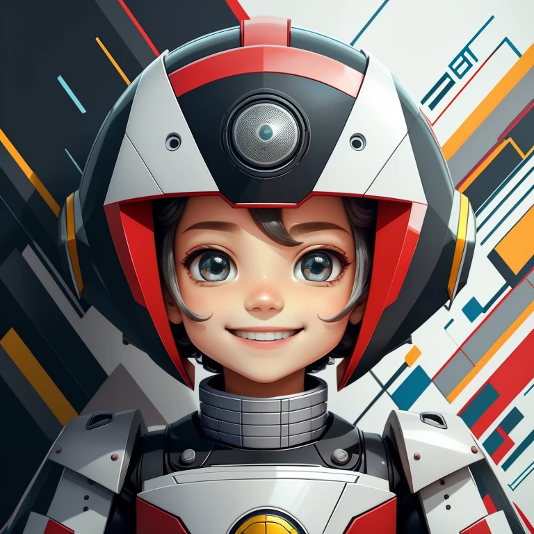 (cute robot boy smiling) stylized identical to 1940 |)), acolchoamento ,multidimensional geometric wall PORTRAIT, arte, Chibi,
Yang016K, lindo,(( cor vermelha predominante, vermelho e branco))
Primary works, qualidade superior, melhor qualidade, Arte Oficial, Lindo e Estetaduardo Kobra acolchoamento ,multidimensional geometric wall PORTRAIT, arte, Chibo,detalhes