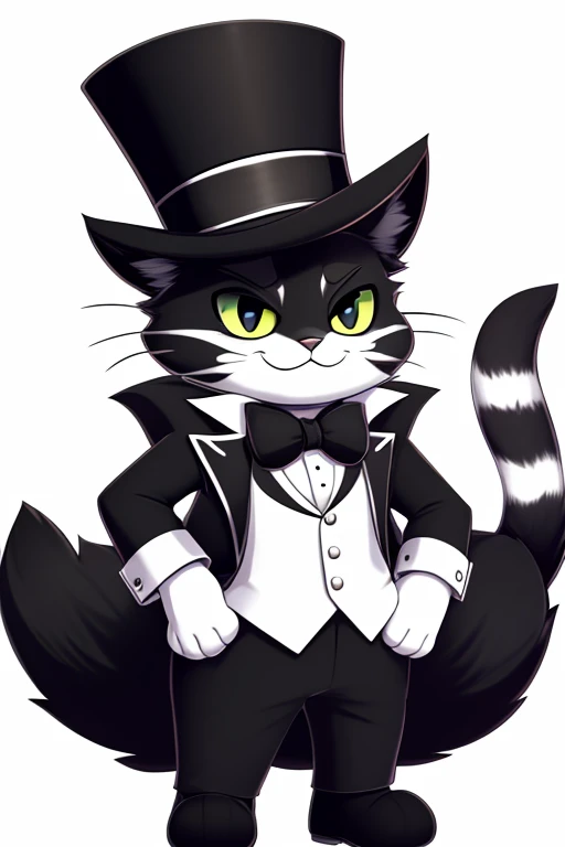 felix the black and white cat  with a top hat