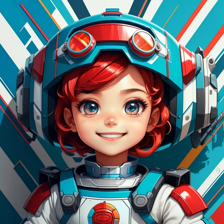 (cute robot boy smiling with goggles) stylized identical to 1940 |)), acolchoamento ,multidimensional geometric wall PORTRAIT, arte, Chibi,
Yang016K, lindo,(( cor vermelha predominante, azul e branco))
Primary works, qualidade superior, melhor qualidade, Arte Oficial, Lindo e Estetaduardo Kobra acolchoamento ,multidimensional geometric wall PORTRAIT, arte, Chibo,detalhes