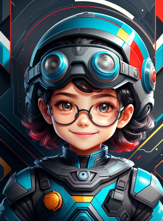 (cute black robot boy smiling with goggles) stylized identical to 1940 |)), acolchoamento ,multidimensional geometric wall PORTRAIT, arte, Chibi,
Yang016K, lindo,(( cor vermelha predominante, azul e branco))
Primary works, qualidade superior, melhor qualidade, Arte Oficial, Lindo e Estetaduardo Kobra acolchoamento ,multidimensional geometric wall PORTRAIT, arte, Chibo,detalhes