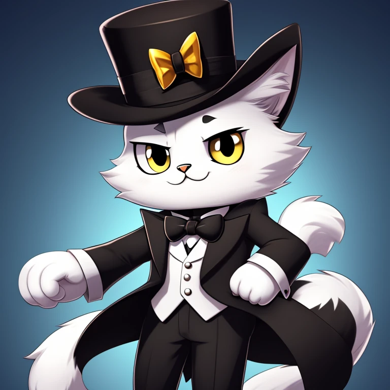 felix the black and white cat with a top hat and a monocle