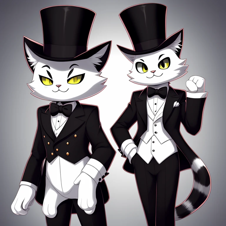 the black and white cat with a top hat