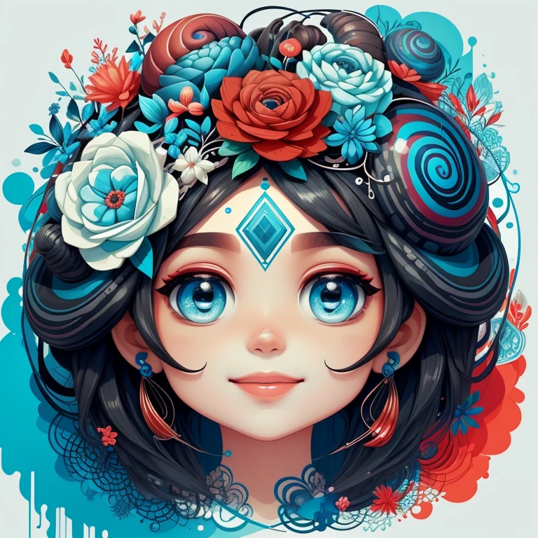 (cute snail black smiling with flowers) stylized identical to 1940 |)), acolchoamento ,multidimensional geometric wall PORTRAIT, arte, Chibi,
Yang016K, lindo,(( cor vermelha predominante, azul e branco))
Primary works, qualidade superior, melhor qualidade, Arte Oficial, Lindo e Estetaduardo Kobra acolchoamento ,multidimensional geometric wall PORTRAIT, arte, Chibo,detalhes