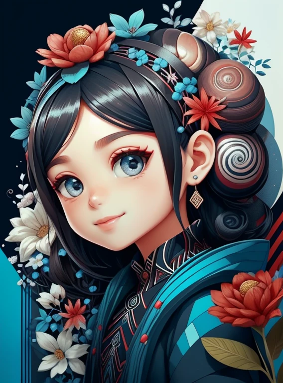 (cute snail black smiling with flowers) stylized identical to 1940 |)), acolchoamento ,multidimensional geometric wall PORTRAIT, arte, Chibi,
Yang016K, lindo,(( cor vermelha predominante, azul e branco))
Primary works, qualidade superior, melhor qualidade, Arte Oficial, Lindo e Estetaduardo Kobra acolchoamento ,multidimensional geometric wall PORTRAIT, arte, Chibo,detalhes