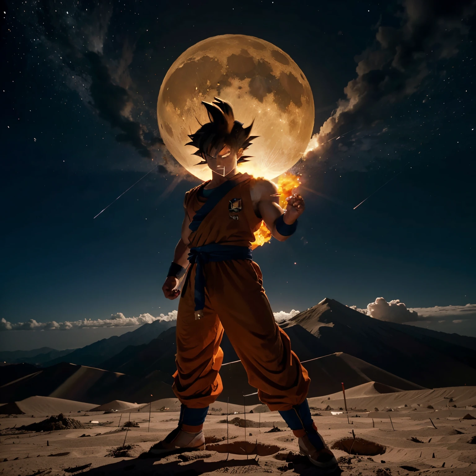 Goku alzando una esfera del dragon