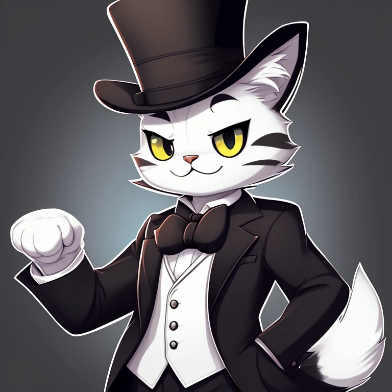 Icon felix the black and white cat with a top hat