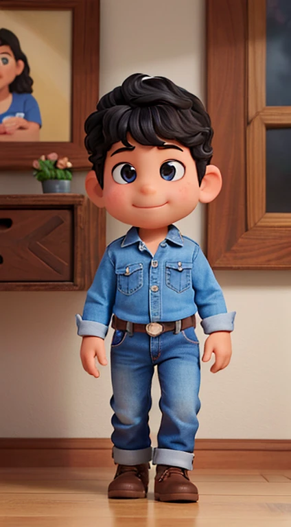 There a family of 3 son mom and dad outside of the a chevrolet silverado blue mom is wearing a black short dress with boots the woman with a black dress wears a necklace on, no makeup wavy hair, headshot profile picture, selfie of a young woman, 30 years old woman, 30 years old woman, alanis guillen, profile image, dark short curly hair smiling, black curly hair, her face framed with curls, curly black hair, profile picture, messy curly hair. The men wears long sleeve shirts cowboy style dark blue with blue jeans and boots arafed man wearing a baseball cap and a tie, portrait of danny gonzalez, brian pulido, inspired by Eddie Mendoza, tony sandoval. 8 k realistic, headshot profile picture, joseph moncada, andres rios, david villegas, luis nieves sr, christian orrillo, gonzalez, alex malveda, james zapata, tony sandoval.the boy is 2 years old wearing boots with long sleeve shirts as the dad and blue jeans portrait cute boy, 2 years old, hyperrealistic picture, with a beautifull smile, realistic picture, little kid, made with photoshop, high quality scan, digitally painted. Disney pixar 3D.