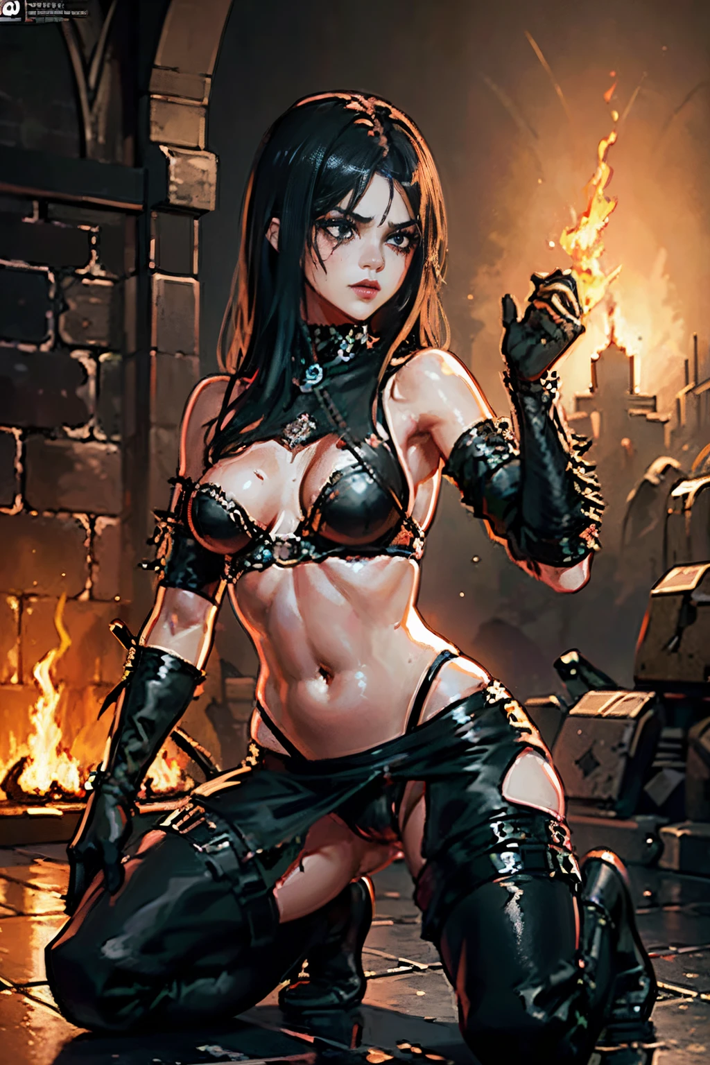 Beautiful alluring pyromancer jenna ortega, Fair Skin, amazing well toned body, tan skin, sweaty skin, at a ruined desert temple, ethereal flames surround her, flame particles, Beautiful D&D Character Portrait, Ominous, Dark Fantasy, Biopunk, Detailed, Fiverr Dnd Character, Octane Render, Digital Art, Extreme Detail, 4k, Ultra Hd, Polished, Beautiful, Hyperdetailed, Intricate, Elaborate, Meticulous, Anime Character, Detailed, Grunge, Sharp Focus, Wlop, Character Design, Unreal Engine, 3d Rendered, Volumetric Lighting, Reflections, Glossy, Digital Illustration, Pose, Suggestive Pose, Lewd, Full Body Shot, anatomically correct, naked, visible nipples, puffy vagina, laying on the floor, small perky breasts 💖❤💕💋❣