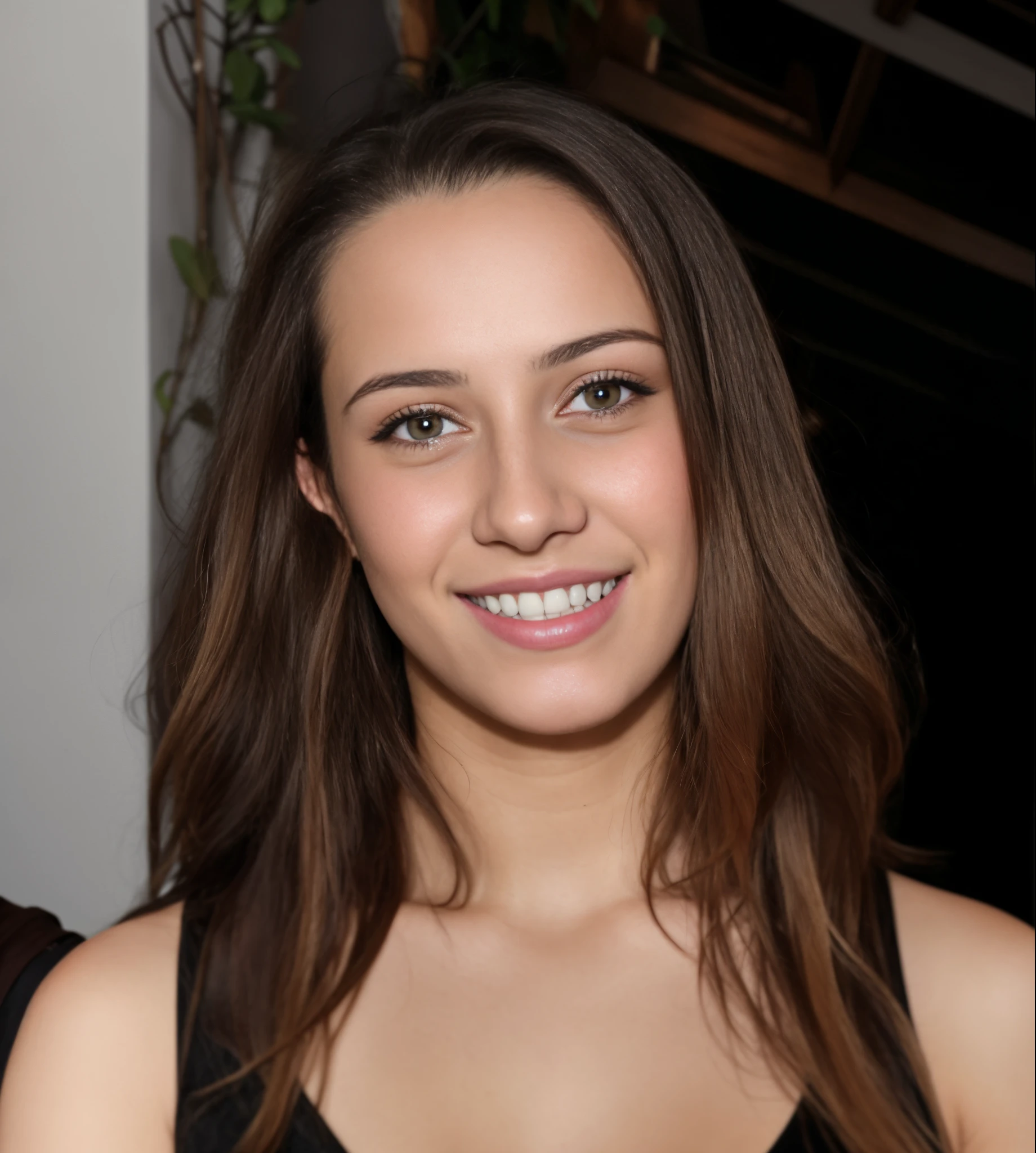 smiling woman with long brown hair and black top holding a cell phone, valentina remenar, kailee mandel, malika favre, magdalena radziej, julia fuentes, alexandra fomina, viktoria gavrilenko, alina ivanchenko, jodie bateman, angelina stroganova, portrait sophie mudd, emily rajtkowski, liana