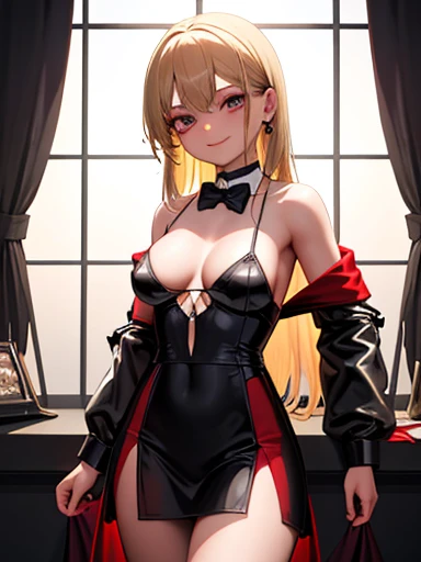 absurdos, Altas, gravura, Madeon, cassino, looking through legs, cowboy shot,
1girl, blonde hair, olho azul, bowtie, sorriso sedutor, seios grandes, areola slip, toupeira sob o olho, pele brilhante, cabelos brilhantes, suar, sentado, perfect hands, latex,
Cinematic lighting, ray tracing,
