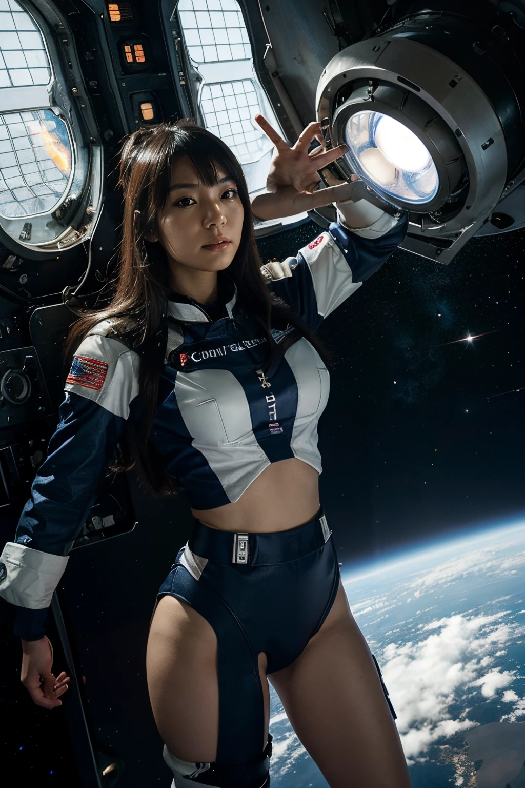 spaceships, Nurse, japanaese girl, Galaxy, zero gravity