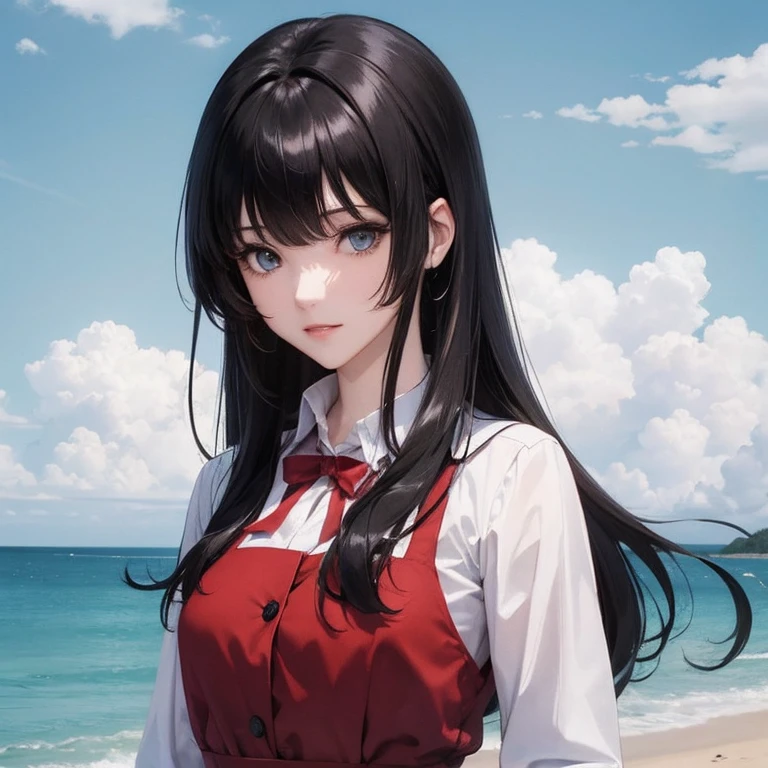 Anime girl with silky black hair blue eyes and bangs out with a boy with semi-curly dark brown hair and teal eyes for dinner