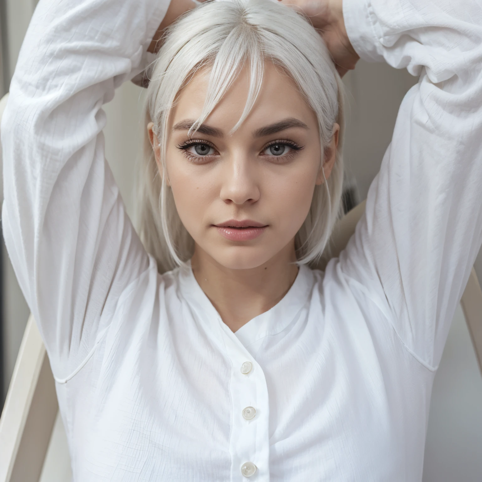 White haired, white eyelashes and eyebrows dude