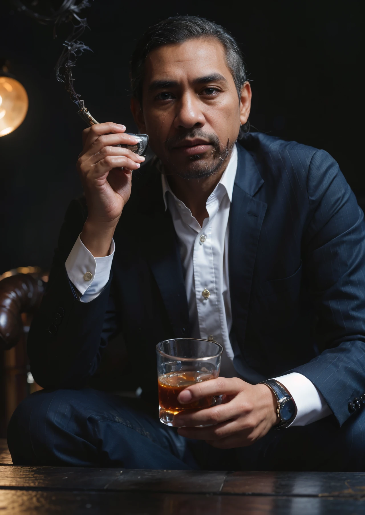 A humanoid cigar smoking a person as if it were a cigar
