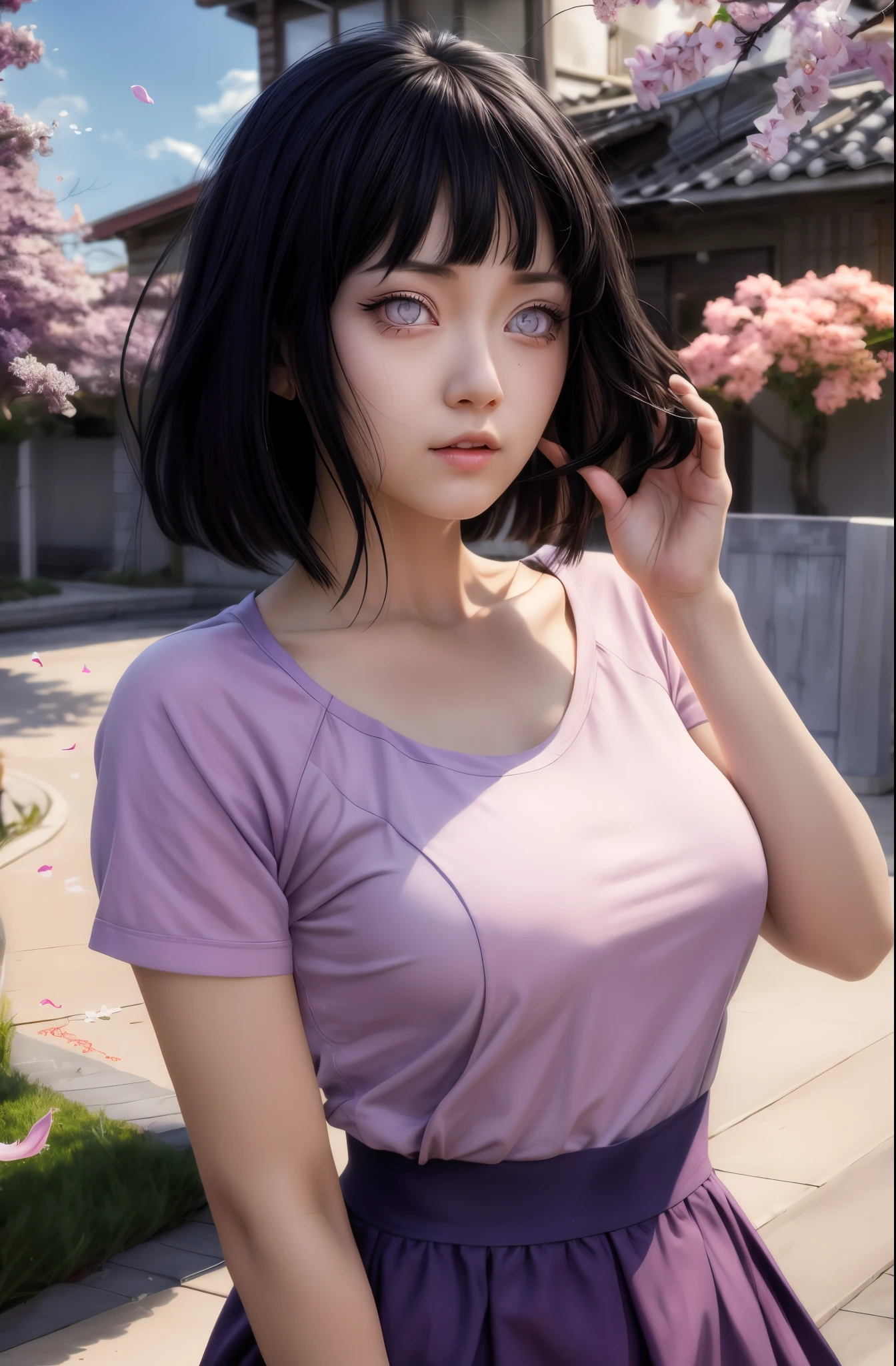 ,1girl ,Hinata Hyuga ,anime naruto sipundent ,beutiful eyes ,realive eyes,realism eyes,realistick photraitd ,DSLR model detailed
