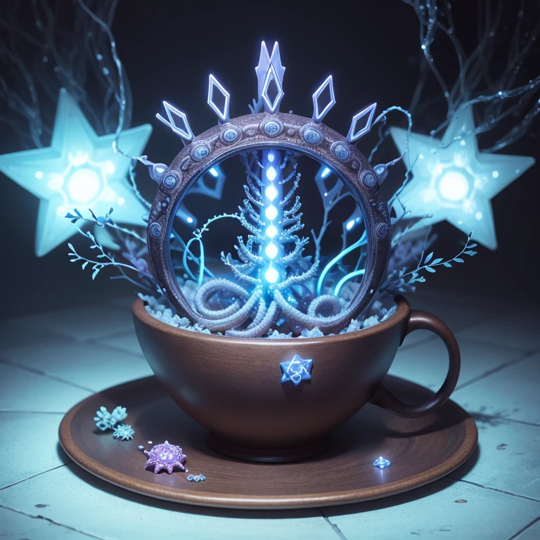 star of david, parasite, tentacle, bioluminescence, biopunk, biomechanics --auto
