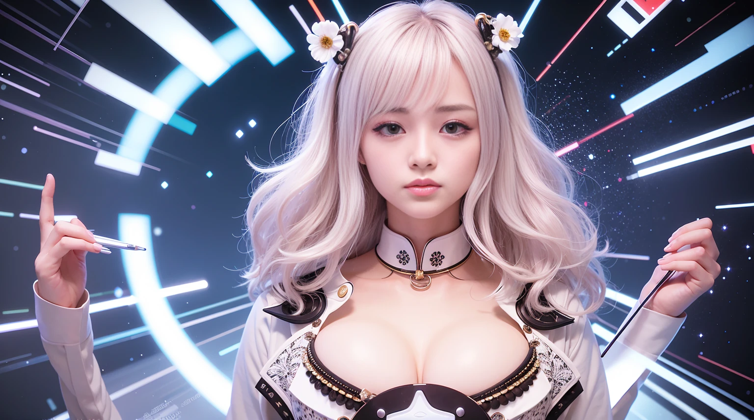 master piece , best quality , japanese , cute face , 25 years old , (symmetrical clear eyes:1.3) , shining eyes , looking at viewer , node , cowboy shot