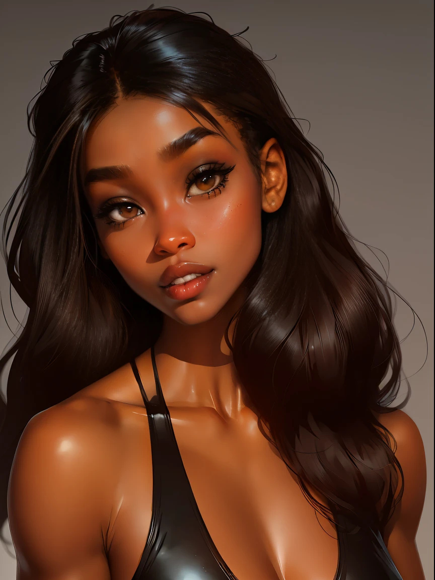 Dark-skin Gorgeous black woman with cinnamon skin, bright colors, vivid, intricate,Ultra HD picture quality masterpiece, wlop, Stanley Artgerm character design, watercolor art, "(best quality,ultra-detailed),Dark Ebony skin,Ebony skinned female:1.1, beautiful detailed brown eyes, beautiful detailed lips, long jet black hair, African art, chocolate skin color, dark skin, dark skinned, ebony nose, matte illustration, full body