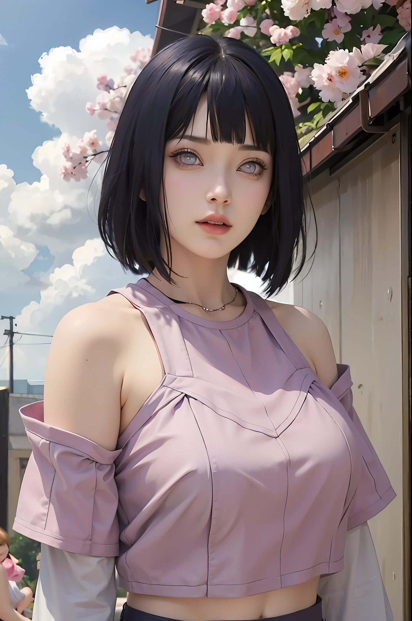 Best Quality, Masterpiece, Ultra High Resolution, (Realistic: 1.4), Original Photo, Side Light, Fine Beautiful Eyes: 1.2, Masterpiece* Portrait, Realism, 1 Girl, Ultra Detailed , perfeck ,Hinata Hyuga ,photo realistic,anime realistic,realisticstayl,