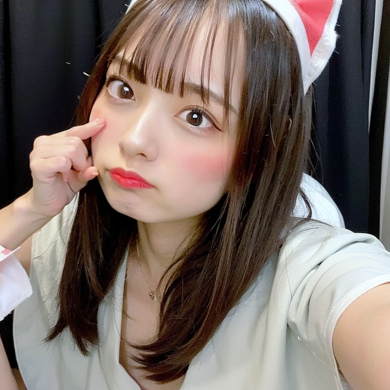 best qualtiy、Photorealsitic、8K、hight resolution、 1 人、femele、(Dents in the skin)、(profetional lighting)、(nurse:1.74)、a gorgeous、((looking looking at viewer:1.6)) 、(Looking at the camera)、Photorealsitic、(bokeh dof)、(dynamicposes:1.2)、masterpiece、Convoluted、realisitic、foco nítido,seductiv、cat ear、huge tit、((Huge breasts :1.3))