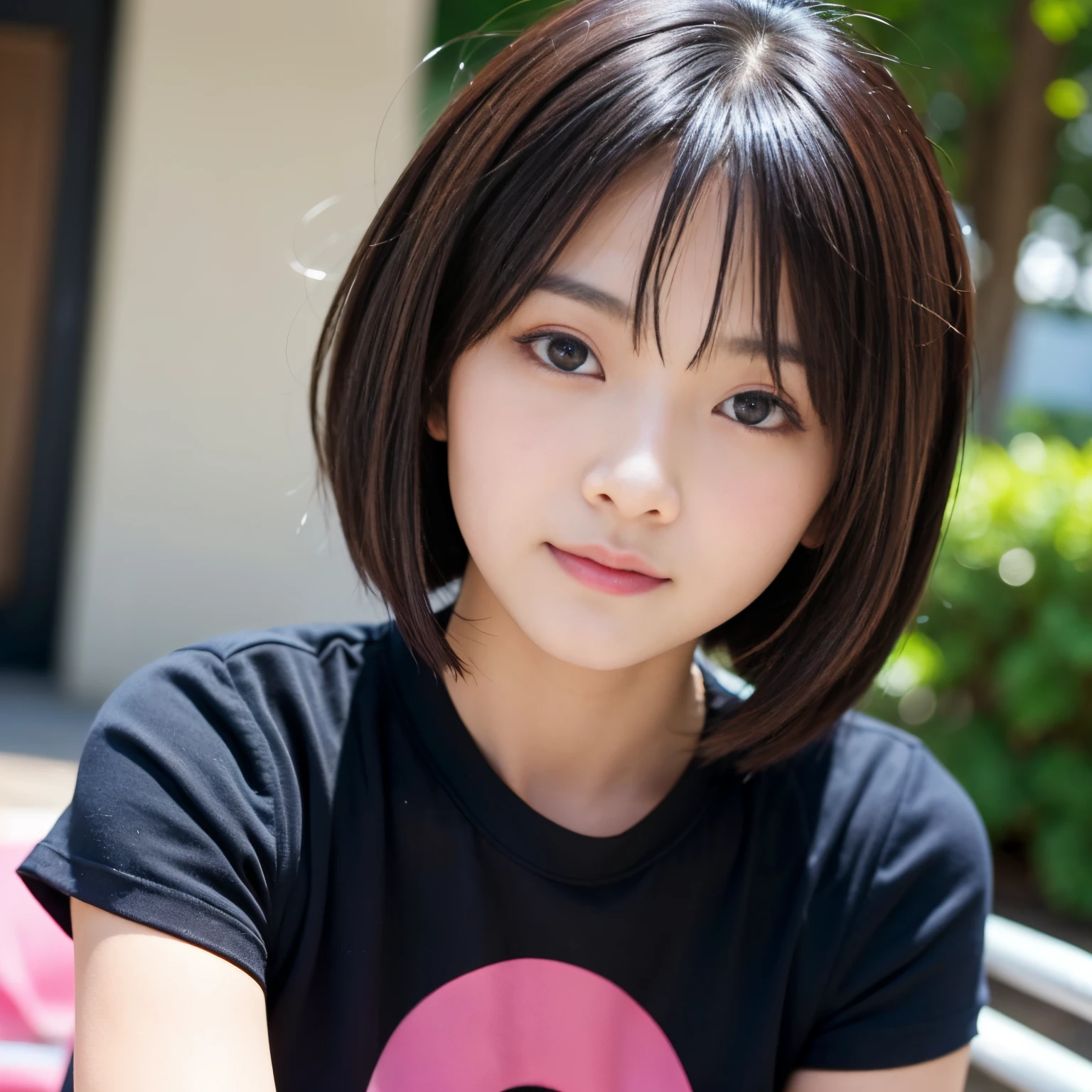 Best-quality, Masterpiece, Ultra-High-Resolution, (Photorealistic:1.4), Raw-Photo, Extremely-Details, Perfect-Anatomy, 
1girl, (12-years-old), the most popular Japanese idol, face focus, portrait, looking at viewer, 
(((feeling very sexually aroused, Full of sexual desire, want to feel orgasm as soon as possible))), extremely cute and horny face like a most famous Japanese idol, ((extremely beautiful and horny big black solid circle eyes)), very beautiful black short-cut-haired, detailed cute and horny face, detailed beautiful and horny big black solid circle eyes, detailed beautiful black short-cut-haired