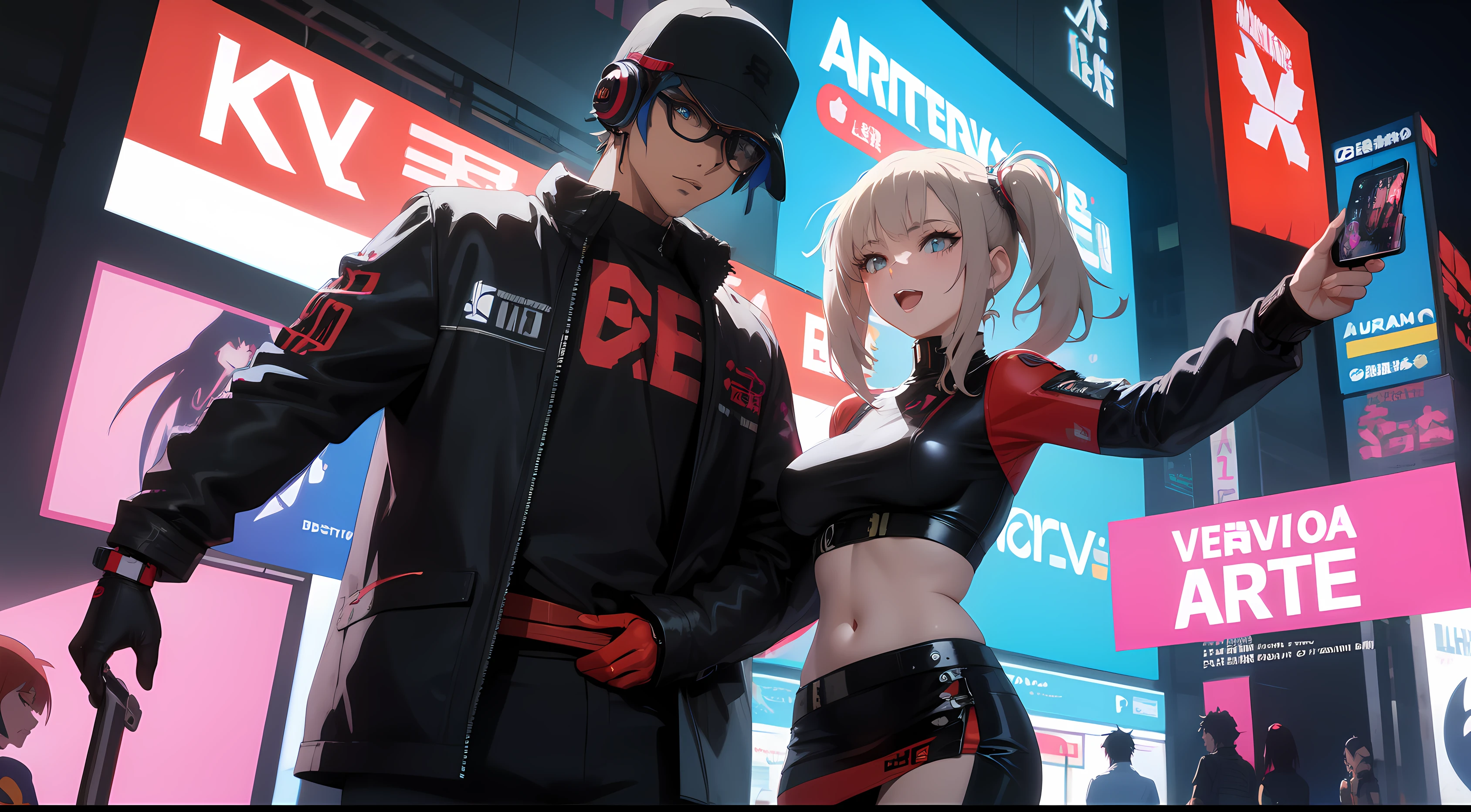 uma mulher com olhos brancos e blusa preta, Garota de Anime Cyberpunk com fone de ouvido gamer, Anime girl dancing excitedly, arte cyberpunk anime, arte digital do Anime 2D Cyberpunk, Aura verde, cyberpunk digital - arte de anime, menina anime demon, Anime Cyberpunk, Melhor Anime 4K Konachan Wallpaper, arte de Anime Cyberpunk