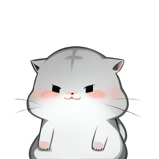 There is a cartoon hamsted chibi gray cat，angry looking face、mouse face，chinchilla animal，hamster，clear cute face，rodent，hamster，a small nose，round cheeks，1 cute cat，Mouse，mouse body，Hybridization of mice and cataplestolytic mice，round cute face，punchable expression