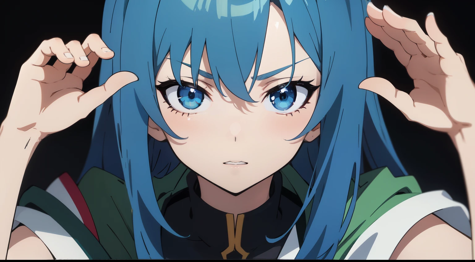 Menina anime com cabelo azul e colete vermelho com olhos azuis, estilo anime 4K, Anime Art Wallpaper 8K, arte de anime digital detalhada, badass anime 8 k, arte de anime digital, Anime Art Wallpaper 4K, Anime Art Wallpaper 4K, arte digital estilo anime, estilo anime. 8k, Papel de parede anime 4k, Anime Wallpaper 4k, 4k anime wallpapers