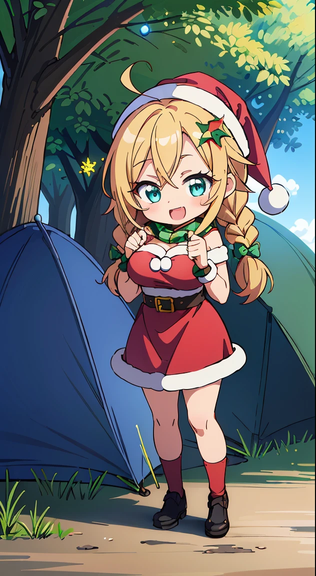 (masutepiece, Best Quality, Perfect Anatomy, High quality:1.4), nice hand, Perfect hands, Detailed beautiful hands, Large_filesize, fulcolor, hight resolution, symmetric, exceptional, Best aesthetic, newest, Anime, very beautiful detailed body,The hair,faces,The eye,(chibi,full body:1.6),
BREAK,
1 beautiful girl, girl with, (Cute:1.5),(Chibi:0.5),(kawaii:2.0),(Lori:2.0),( girl),(large full breasts:1.65),(Ahoge,Twin braids,Blonde hair, blue bow, Green eyes,eyebrows visible through hair,side locks,Parted bangs,Long hair, Hair Flower, Hair Ornament, Big ribbon in the hair, Curly hair,Bow:1.4),:el,White feathers, one white winged, Angel wings,Spread wings, Glowing wings),pitt \(Kid Icarus\),gleaming skin, Clear skin, shining beautiful skin, Open mouth,Smile, Solo, tusk, Upper teeth,(long eyelashes, Double eyelids:1.2),Solo,gleaming skin, Clear skin, Beautiful skin,(best quality face),(Top quality glowing eyes),(The best smile,Doya face:1.45) BREAK ( santa costume, Red dress:1.65 ), Hat BREAK is vertical striped knit, (Knitted scarves:1.4), Sweaters, Ribbed sweater, a miniskirt, Tight Dress, Black knee socks ,
Break Sitting, Standing,
Outdoors, day,(Athletic:1.55) ,Blue sky, cumulonimbus clouds, Sunlight, Flowers, garden, forest, Soto, Trees, Wind, Windy, Nature, tussock, (camping:1.4),depth of fields,
BREAK,wakame,wakame,wakame,(Dynamic Poses, Dynamic Angle, close-up, Cowboy Shot, Cowboy Shot:1.4),
BREAK,(Blurry background:1.3),(absurderes, hight resolution, Super Detail Art),cel shading,Clear Color, Lonely optical effect, Beautiful pictures, Bright glow, mystic atmosphere,(Close-up of girl:1.1), Mystical light particle effect,manga influence, clean line drawings,
nice hand, Perfect hands,