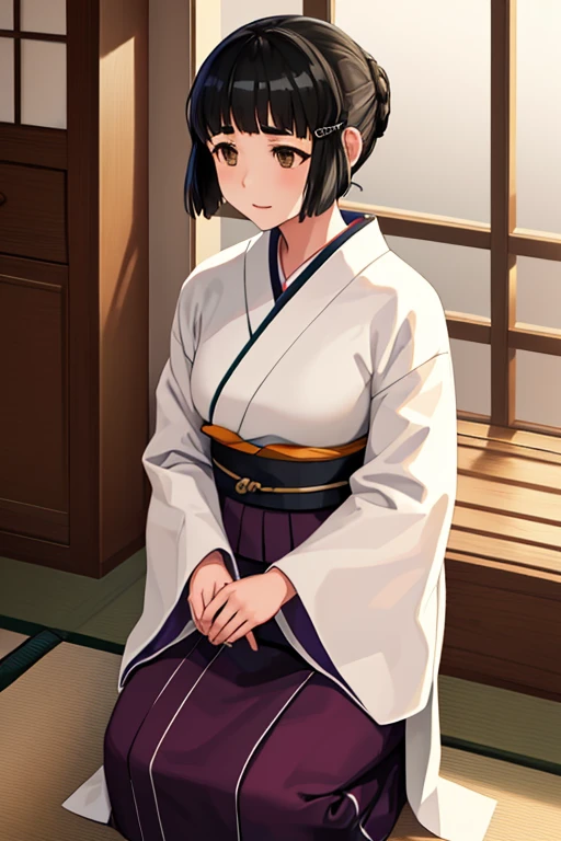 1 girl, alone,
myoukou \(Kancolle\),
inside, Japanese style room, chair, Shiromuku, simple white kimono, Seiza, innocent, standing holding a katana in its sheath