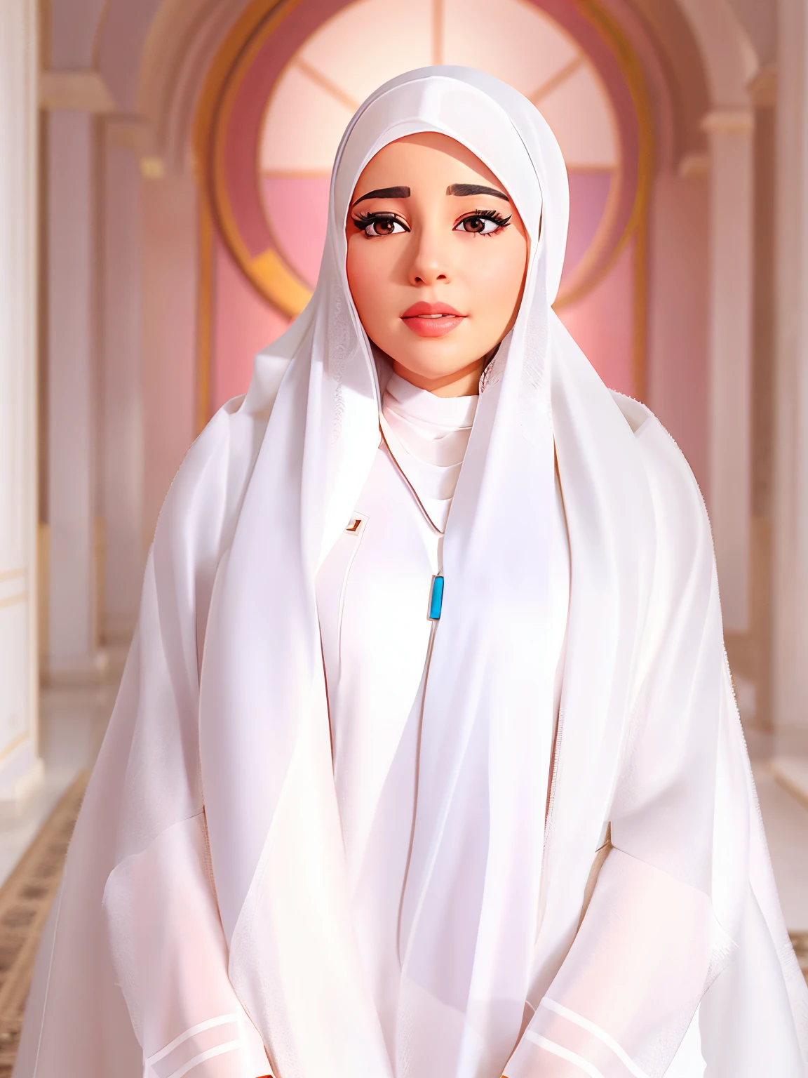 arafed woman in a white shawl and a necklace, photo taken in 2 0 2 0, pose 1 of 1 6, snapchat photo, profile picture 1024px, at dawn, photograph taken in 2 0 2 0, inspired by Ingrida Kadaka, profile picture, african ameera al taweel, taken in 2022