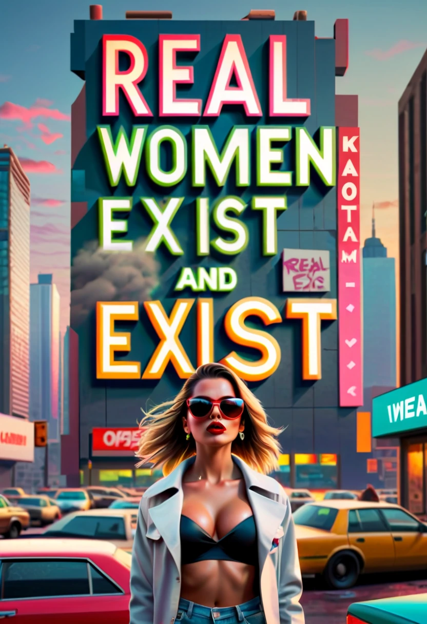 Capsuled, pillis, GTA style txt that says, " real women exist ", GTA faces inside a framed capsuled pills, framed, " real women exist " ..(best quality,4k,8k,highres,masterpiece:1.2),ultra-detailed,(realistic,photorealistic,photo-realistic:1.37),illustration,detailed character,cityscape,surreal  landscape,vibrant colors,natural lighting,gritty textures,lively atmosphere,portraits,,late afternoon,contrast,highly detailed sign,street art,feminism,message against stereotypes,empowering,confident,dynamic pose,red lipstick,cool sunglasses,street fashion,tattoos,graffiti wall,multiple layers of buildings,crowded streets,neon lights,GTA-inspired architecture,fast cars,racing,action-packed,adventurous,high-rise buildings,towering skyscrapers,bustling city life,traffic jam,reflection on wet pavement,nighttime ambiance.