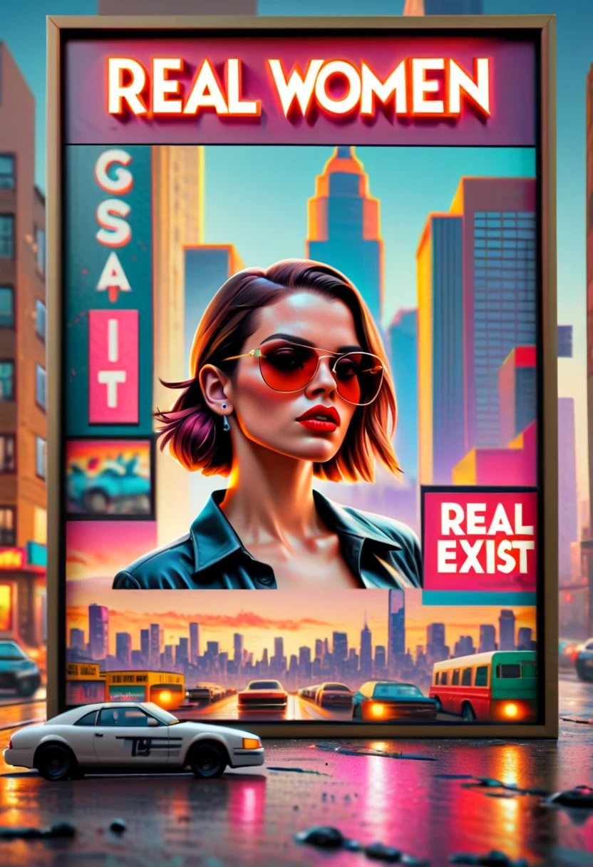 Capsuled, pillis, GTA style txt that says, " real women exist ", GTA faces inside a framed capsuled pills, framed, " real women exist " ..(best quality,4k,8k,highres,masterpiece:1.2),ultra-detailed,(realistic,photorealistic,photo-realistic:1.37),illustration,detailed character,cityscape,surreal   GTA faces inside a framed capsuled pills, framed, vibrant colors,natural lighting,gritty textures,lively atmosphere,portraits,,late afternoon,contrast,highly detailed sign,street art,feminism,message against stereotypes,empowering,confident,dynamic pose,red lipstick,cool sunglasses,street fashion,tattoos,graffiti wall,multiple layers of buildings,crowded streets,neon lights,GTA-inspired architecture,fast cars,racing,action-packed,adventurous,high-rise buildings,towering skyscrapers,bustling city life,traffic jam,reflection on wet pavement,nighttime ambiance.