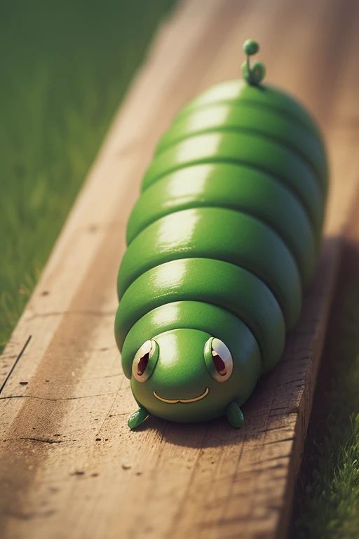 Green caterpillar does not want background