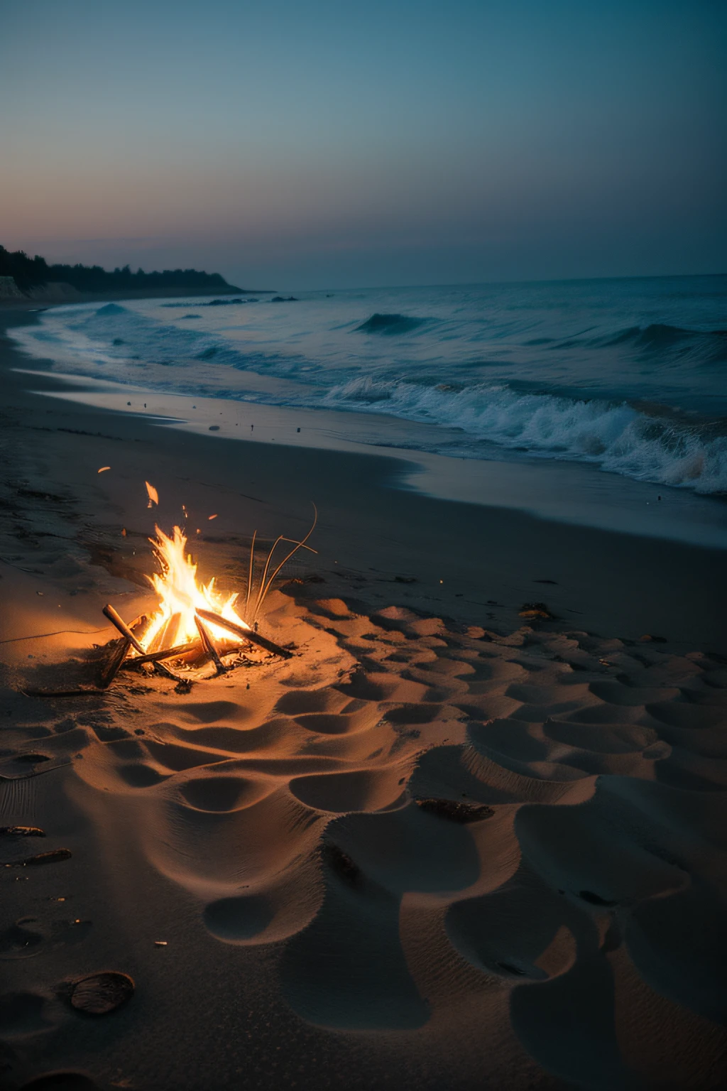 natta,sea surface,sandbeach,lonely campfire